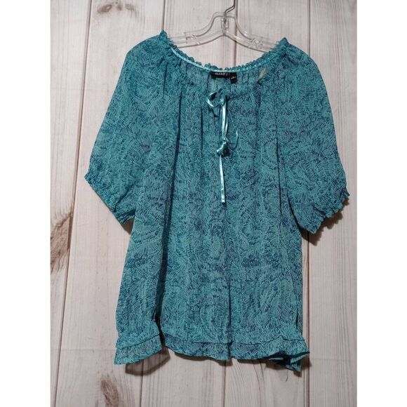 A.n.a Shirt‎ Ladies 1x Sheer Short Sleeve Aquamarine Feminine - Picture 1 of 9